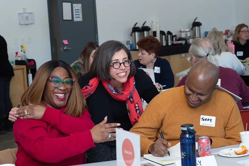 Hyve Founder Jessica Kohnen facitiling conversations with nonprofit leaders.